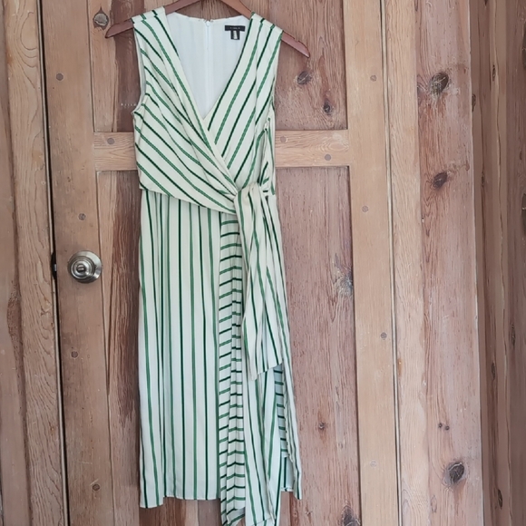 Halogen Green and White Striped Midi Dress - Picture 1 of 7